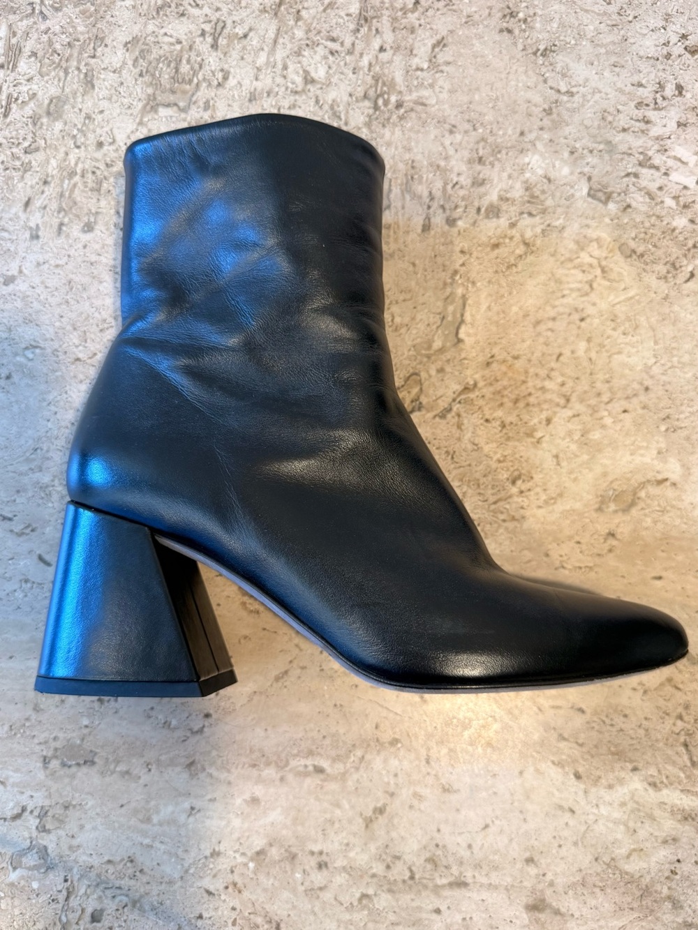 THURSDAY BOOT Co. Heartbreaker Black Leather Ankle Boot with Block Heel